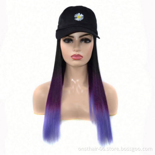 MYZYR Baseball CapWith Hair Long Straight hairFake HairHat Wig SyntheticHair Extensions Hat With Hair Natural Hairpiece ForWomen